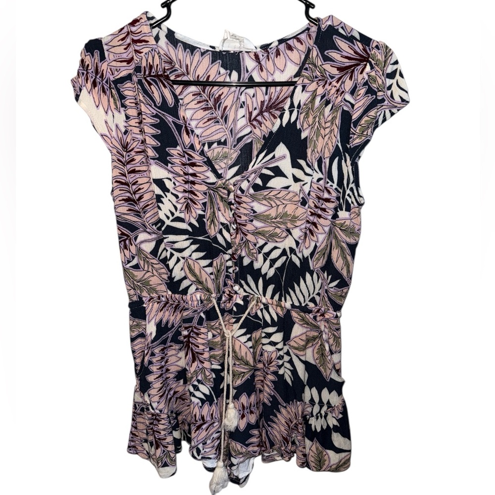 Lost + Wander Pink and Cream Floral Blouse